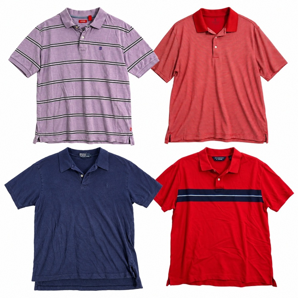 Mixed Brands Lot of 4 Men's L Polo Shirts IZOD Palm Beach Golf Red Blue